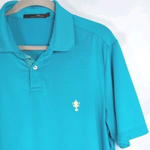 RLX Ralph Lauren Golf Polo Shirt Mens Large Solid Teal Green Short Sleeve